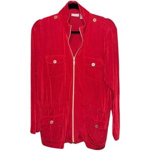 Chico’s Travelers Red Zip Jacket Size 2 | Stretch Utility Style